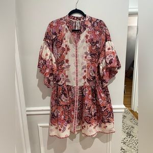 Anthropologie Floral Pink and Cream Dress